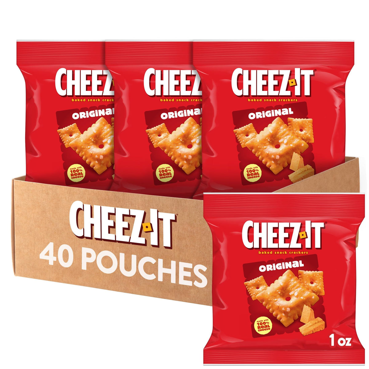 Cheez-It Cheese Crackers, Baked Snack Crackers, Lunch Snacks, Original (40 Packs)