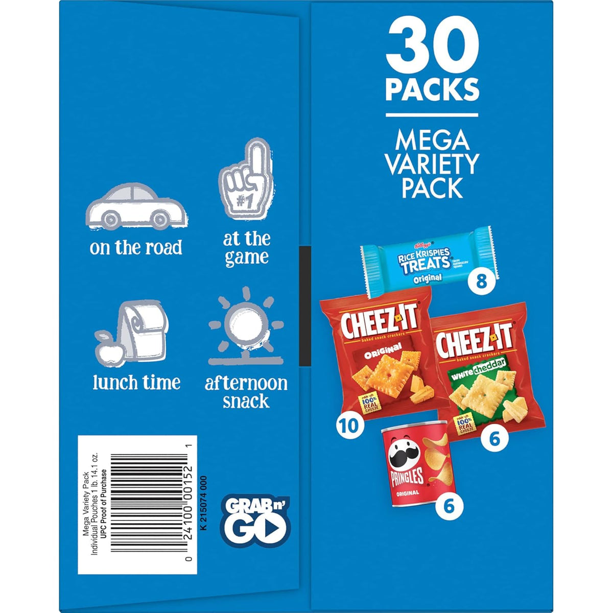 Cheez-It, Pringles & Rice Krispies Treats Grab-and-Go Snack Box – Sports Game, Airport Bag and Day-Trip Snack Pack, 30 Count