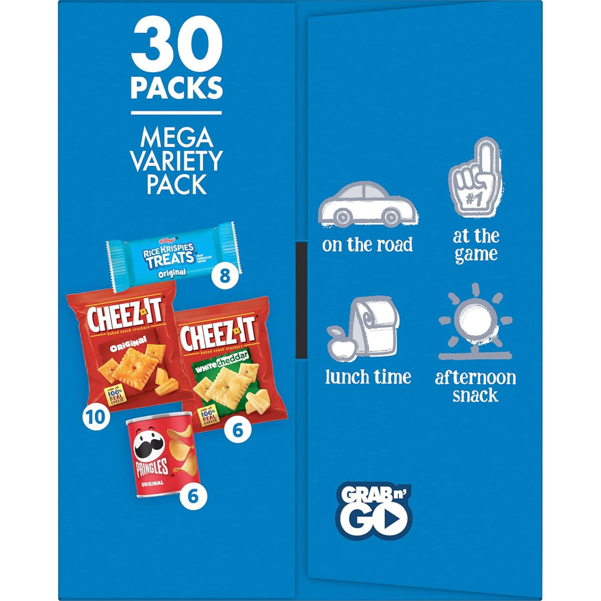 Cheez-It, Pringles & Rice Krispies Treats Grab-and-Go Snack Box – Sports Game, Airport Bag and Day-Trip Snack Pack, 30 Count