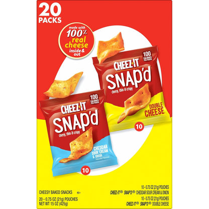 Cheez-It Snap'd Kids School Snacks, Individually Wrapped Cheese Crisps for Lunchboxes