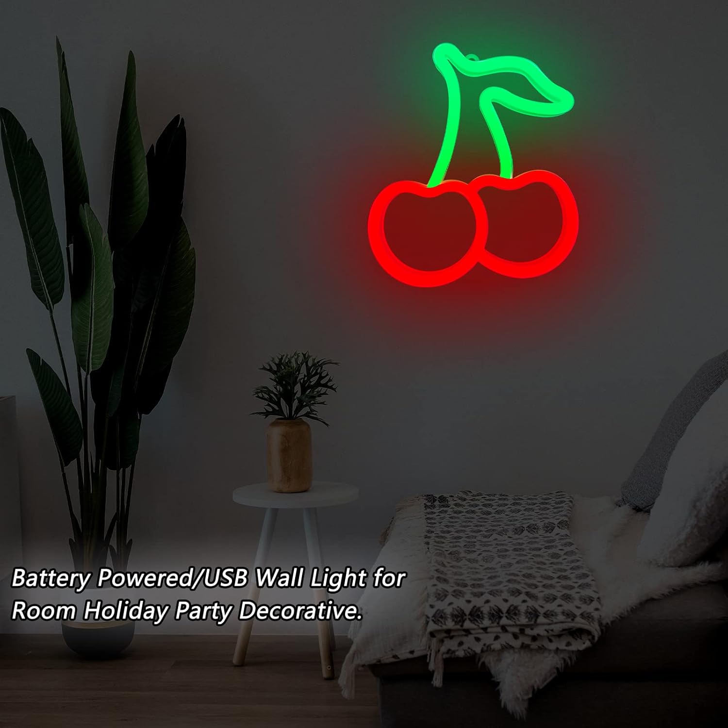 Cherry Neon Lights - Smokeless Decorative Sign, No Fire Risk Ambient Light for Home
