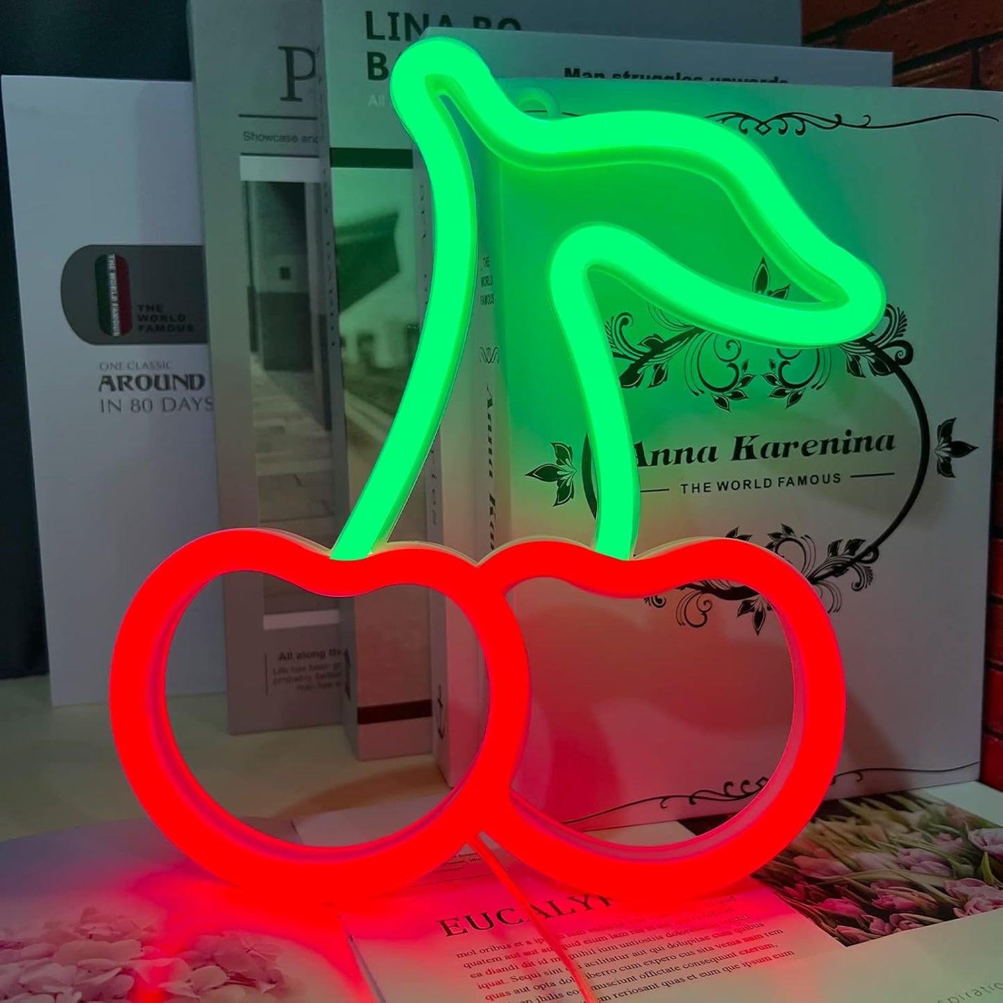 Cherry Neon Lights - Smokeless Decorative Sign, No Fire Risk Ambient Light for Home