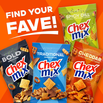 Chex Mix Cheddar Snack Mix Tub – Travel-Friendly Snack for Car Cup Holders and Road Trip Stops, 20 oz