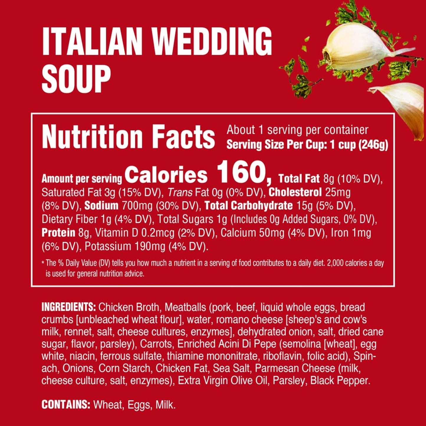 chicken broth base with beef and pork meatballs