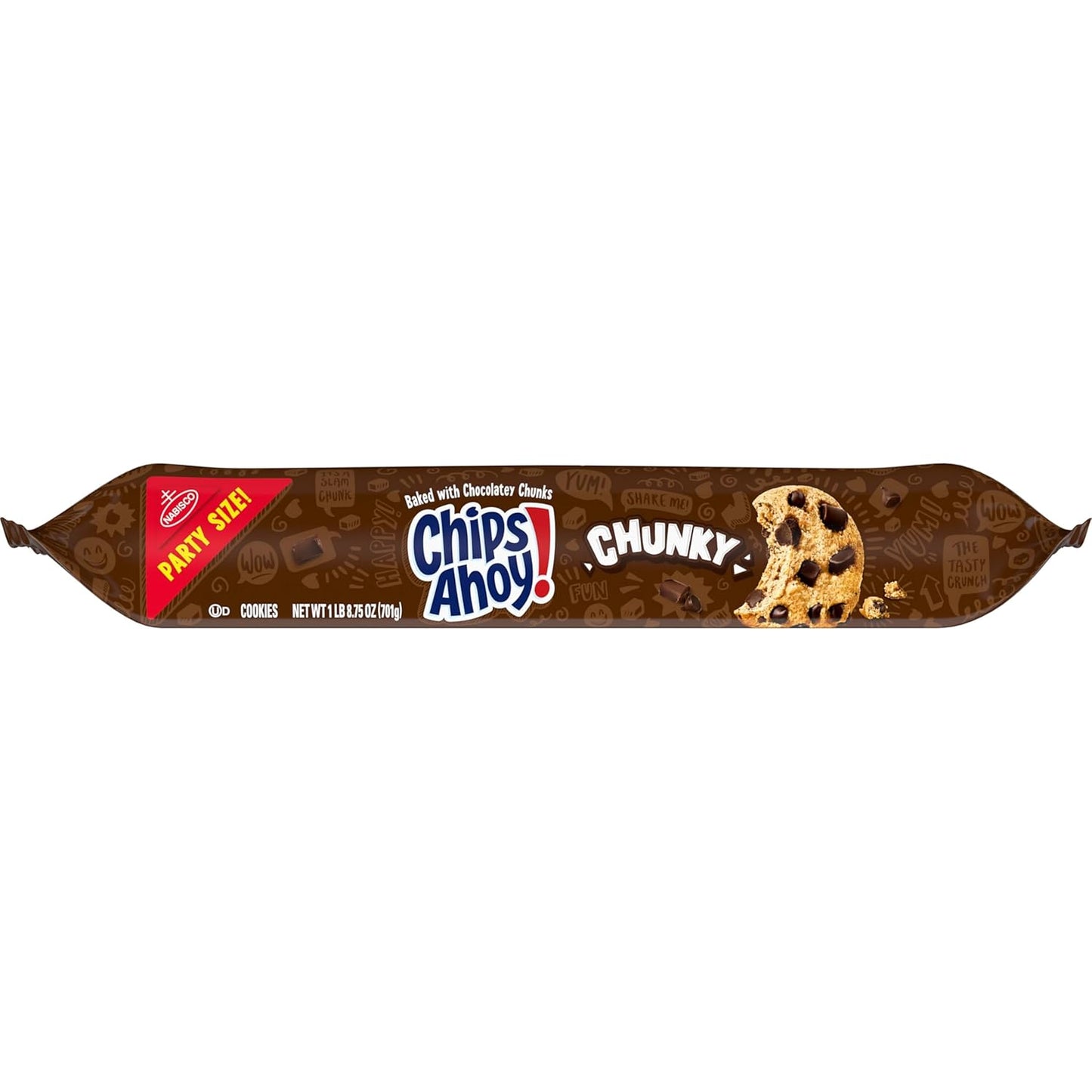 CHIPS AHOY! Chunky Fudgy Cookies Party Size – Streamlined Bulk Snack for Intentional Households, 24.75 oz