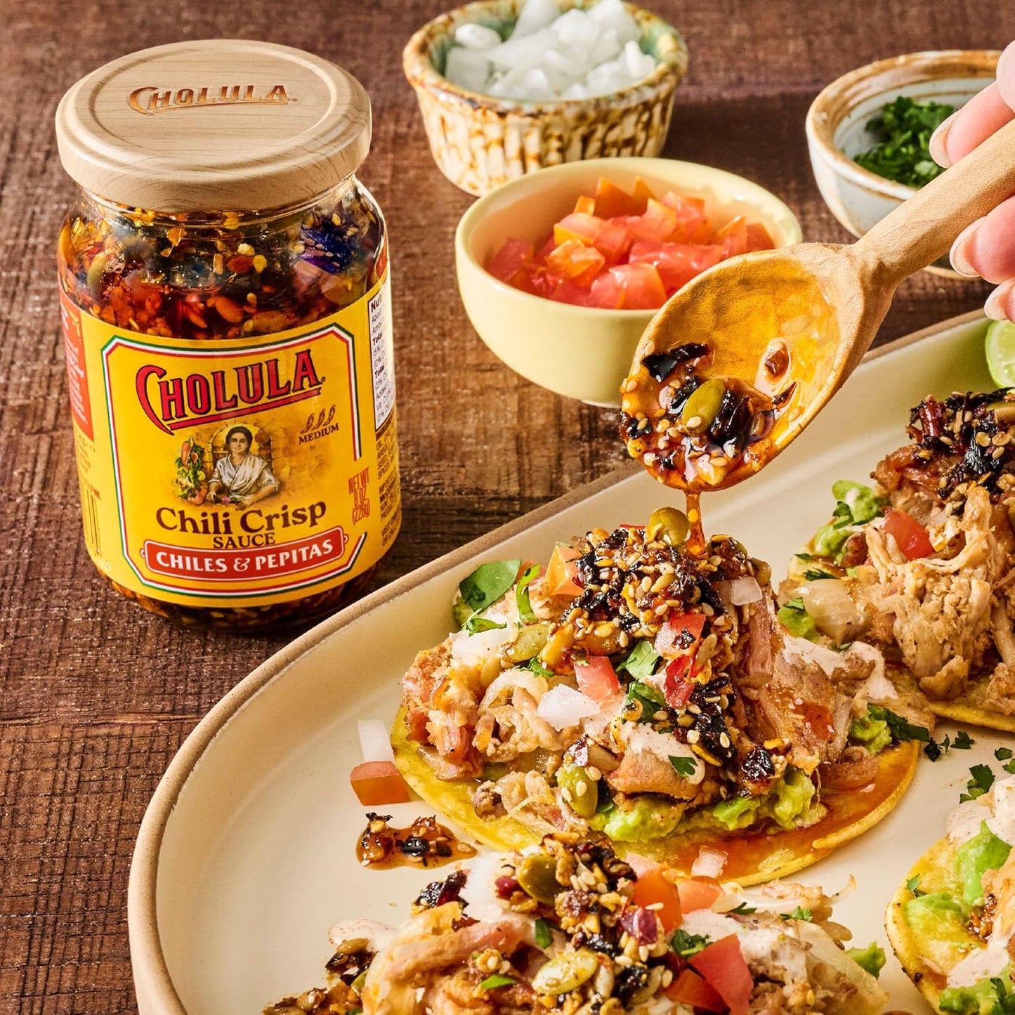Cholula Chiles & Pepitas Chili Crisp – Camping and Picnic Condiment for One-Pan Meals and Sandwiches, 8 oz