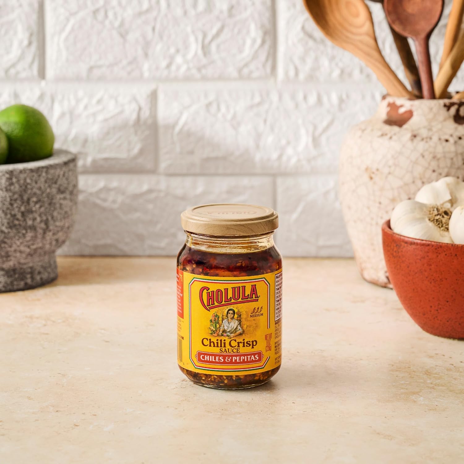 Cholula Chiles & Pepitas Chili Crisp – Camping and Picnic Condiment for One-Pan Meals and Sandwiches, 8 oz