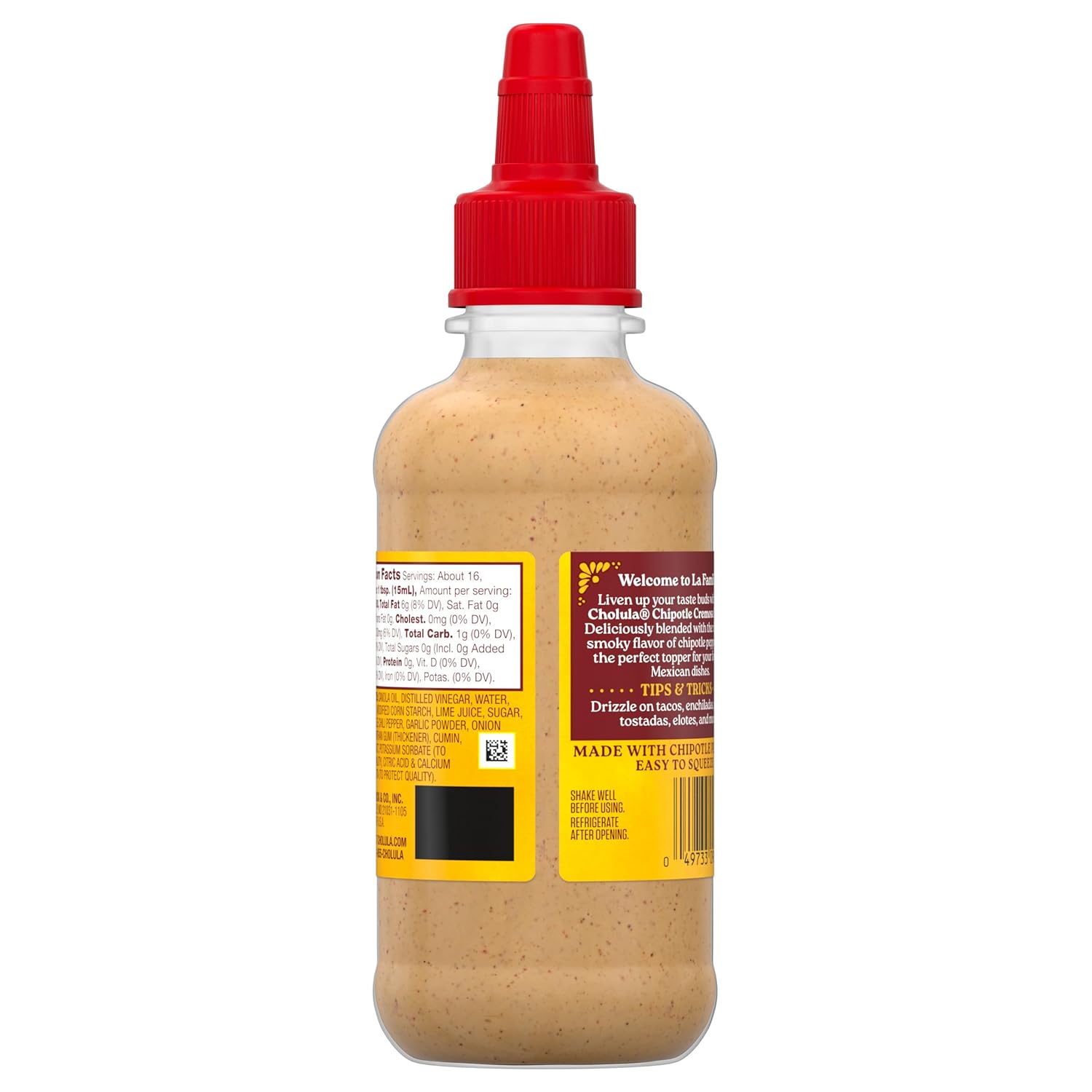 Cholula Chipotle Cremosa Sauce – Smoky Plant-Forward Bowl Topping for Clean Ingredient Lifestyles, 8 fl oz