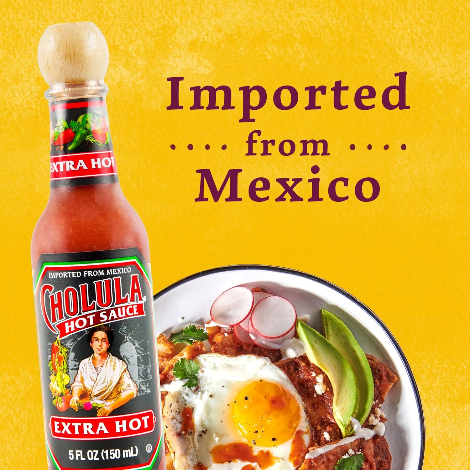 Cholula Hot Sauce Extra Hot – Picnic and Patio Pizza Drizzle, Compact 5 oz Bottle