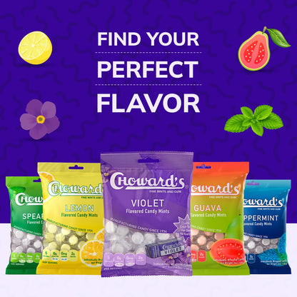 Choward's Violet Mints Candy Bag – Kids' Birthday Party Favor, 3 Pack of 49 Individually Wrapped Vintage Mints