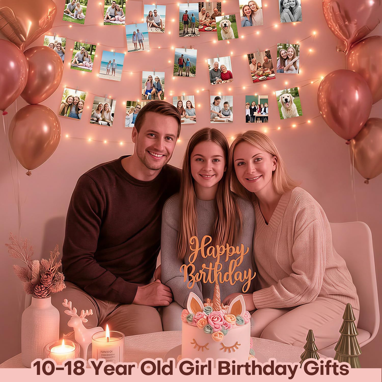 Christmas Stocking Stuffer Teenage Girls 8-18 - LED Photo Clip String Lights 40FT with Remote, Birthday Gift for Best Friend Sister Daughter