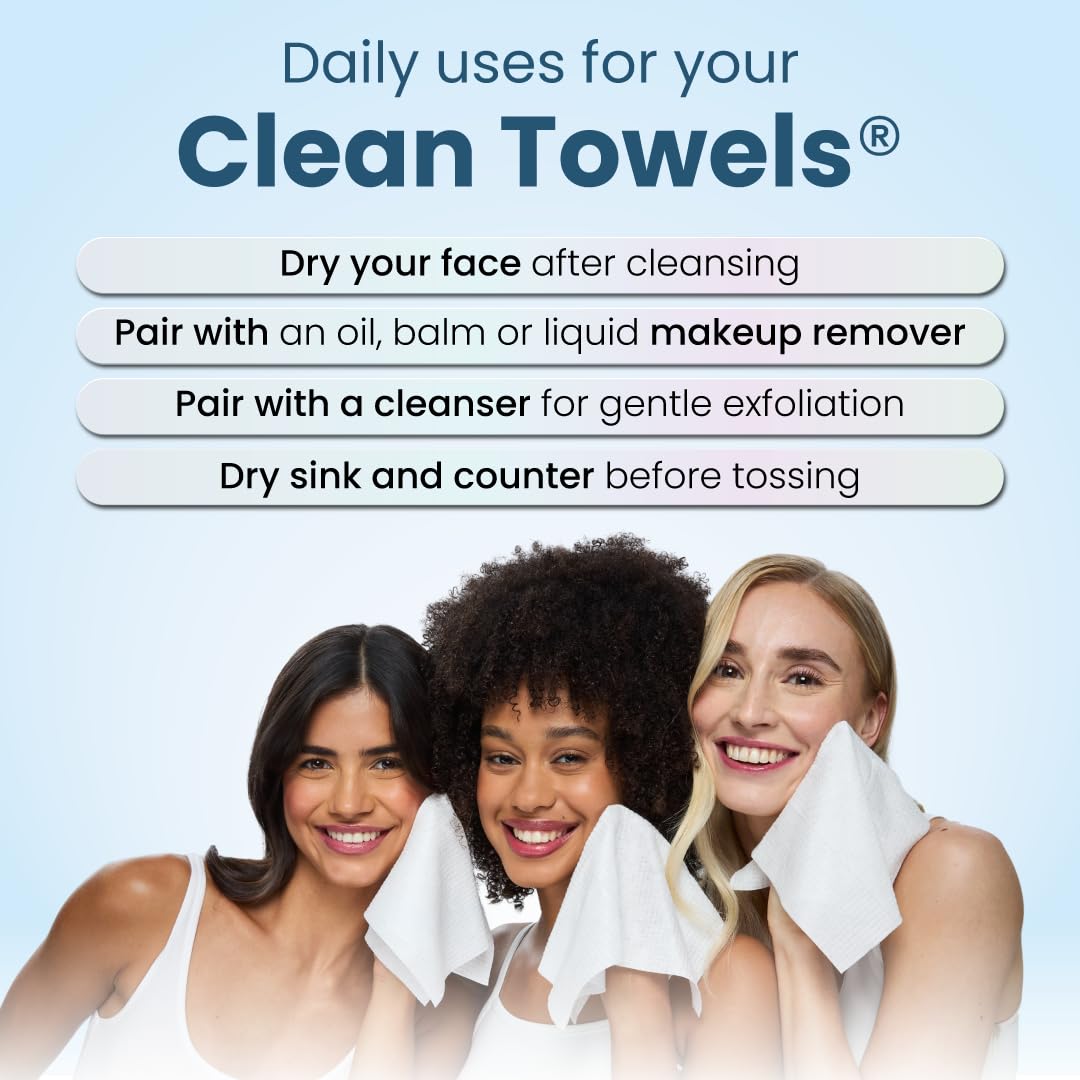 Clean Skin Club Clean Towels XL Variety 4-Pack – Hygienic Disposable Towels for a Calming Nightly Skincare Ritual