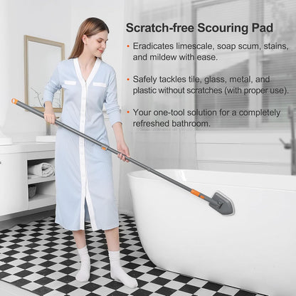 CLEANHOME Anti-Rust Scrub Pole – Stainless Steel Handle for Stable, Slip-Free Bathroom Cleaning