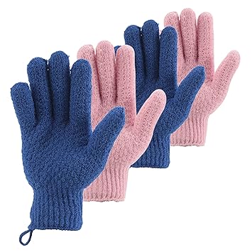CLEEDY Exfoliating Gloves for Shower – Portable Bath Mitts for Camping, Hotel and Gym Locker Room Skincare