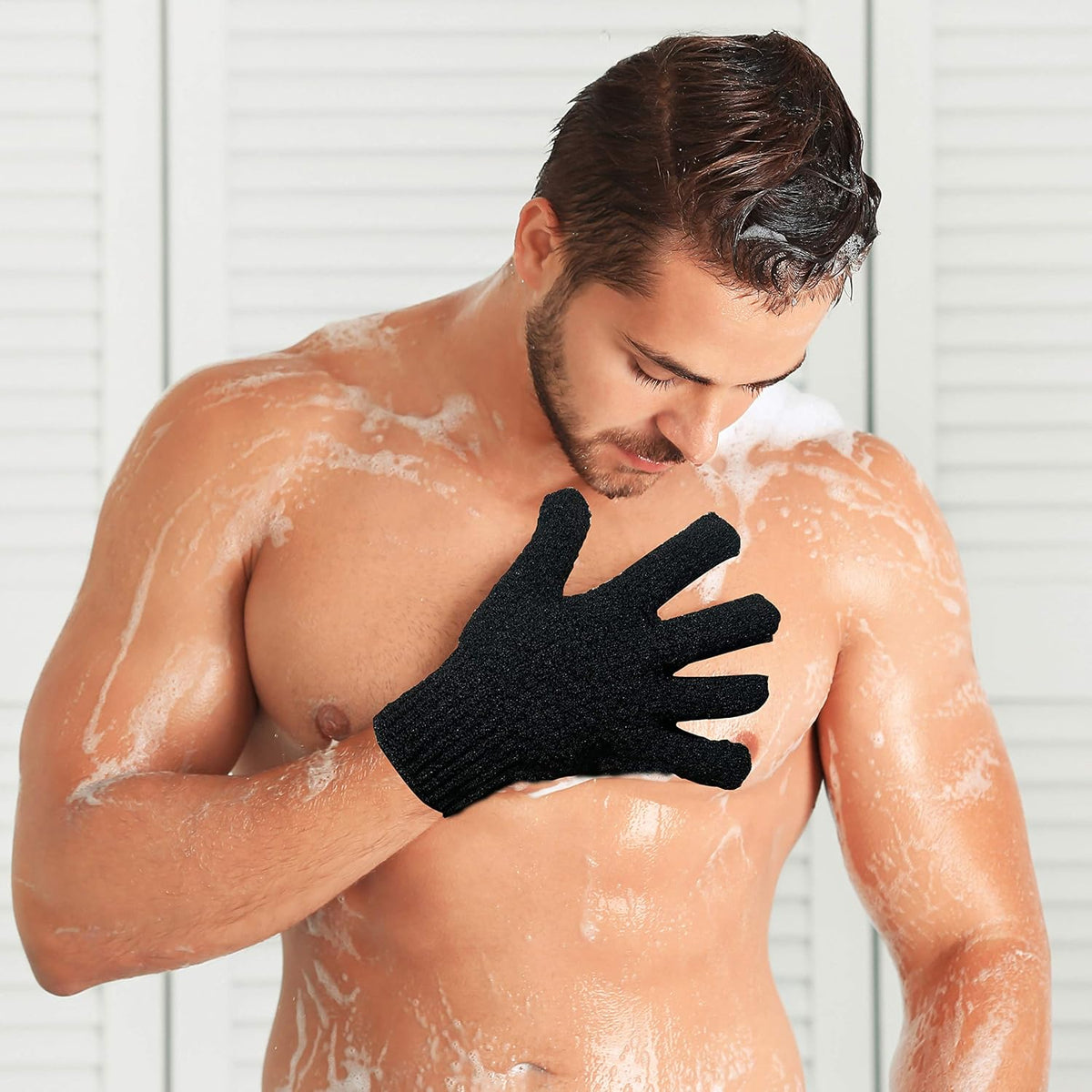 CLEEDY Exfoliating Gloves for Shower – Portable Bath Mitts for Camping, Hotel and Gym Locker Room Skincare