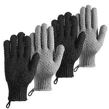 CLEEDY Exfoliating Gloves for Shower – Portable Bath Mitts for Camping, Hotel and Gym Locker Room Skincare