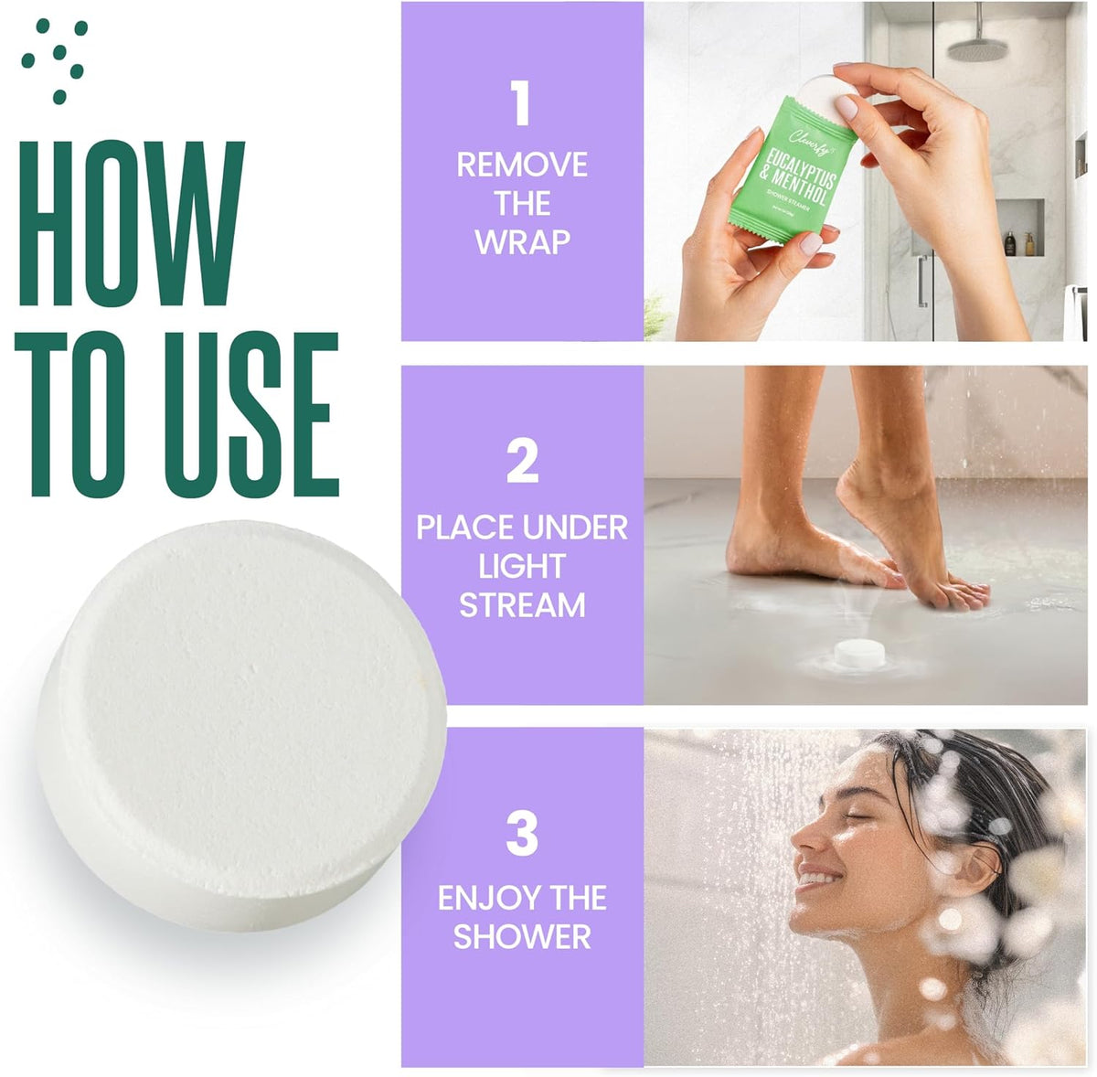 Cleverfy Shower Steamers Aromatherapy - Safe Steamers for Kids Bathroom and Nursery Routine, 6 Tablet Pack