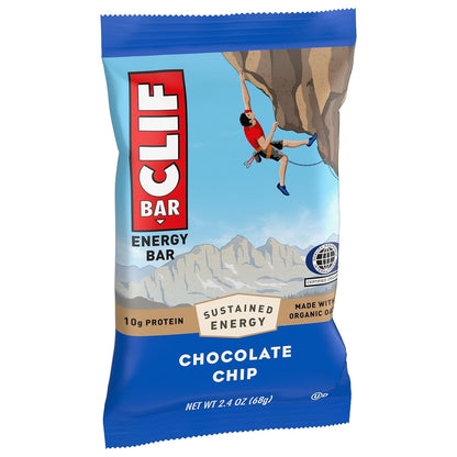 CLIF Bar Chocolate Chip Mindful Snack for Plant-Based and Vegan Diets, 10g Protein with Balanced Macros