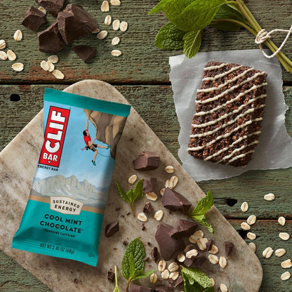 CLIF BAR Cool Mint Chocolate Bar - Camping and Bike-Packing Snack with 10g Plant Protein