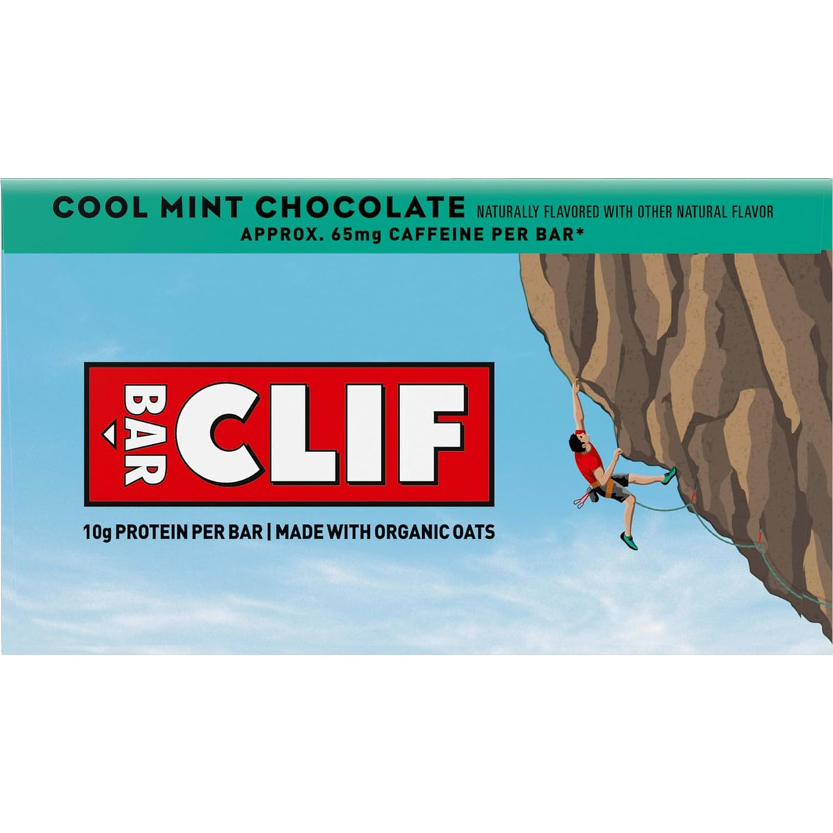 CLIF BAR Cool Mint Chocolate Bar - Camping and Bike-Packing Snack with 10g Plant Protein