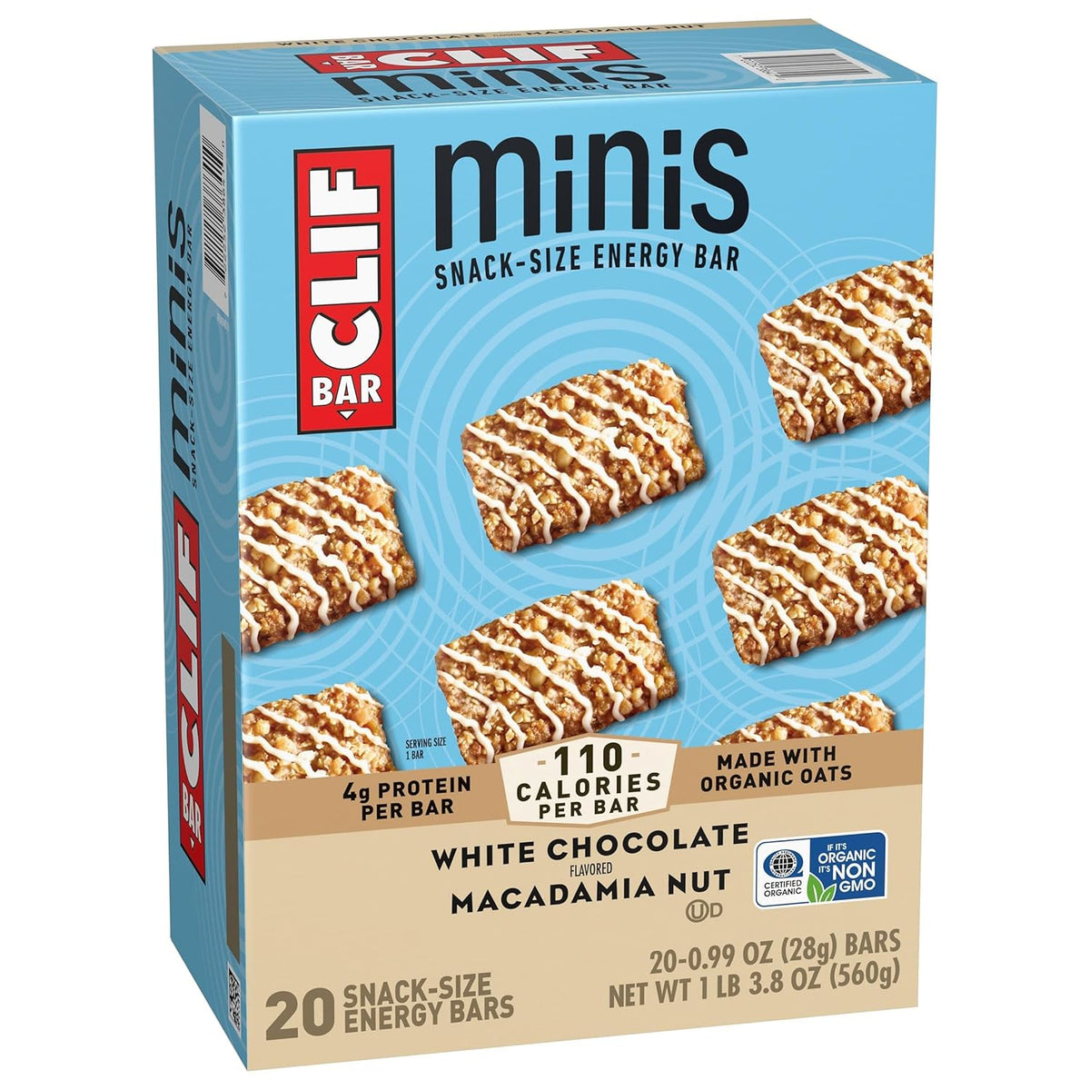 CLIF BAR Minis White Chocolate Macadamia Nut Organic Snack Bars for Family Day Hikes and Weekend Adventures