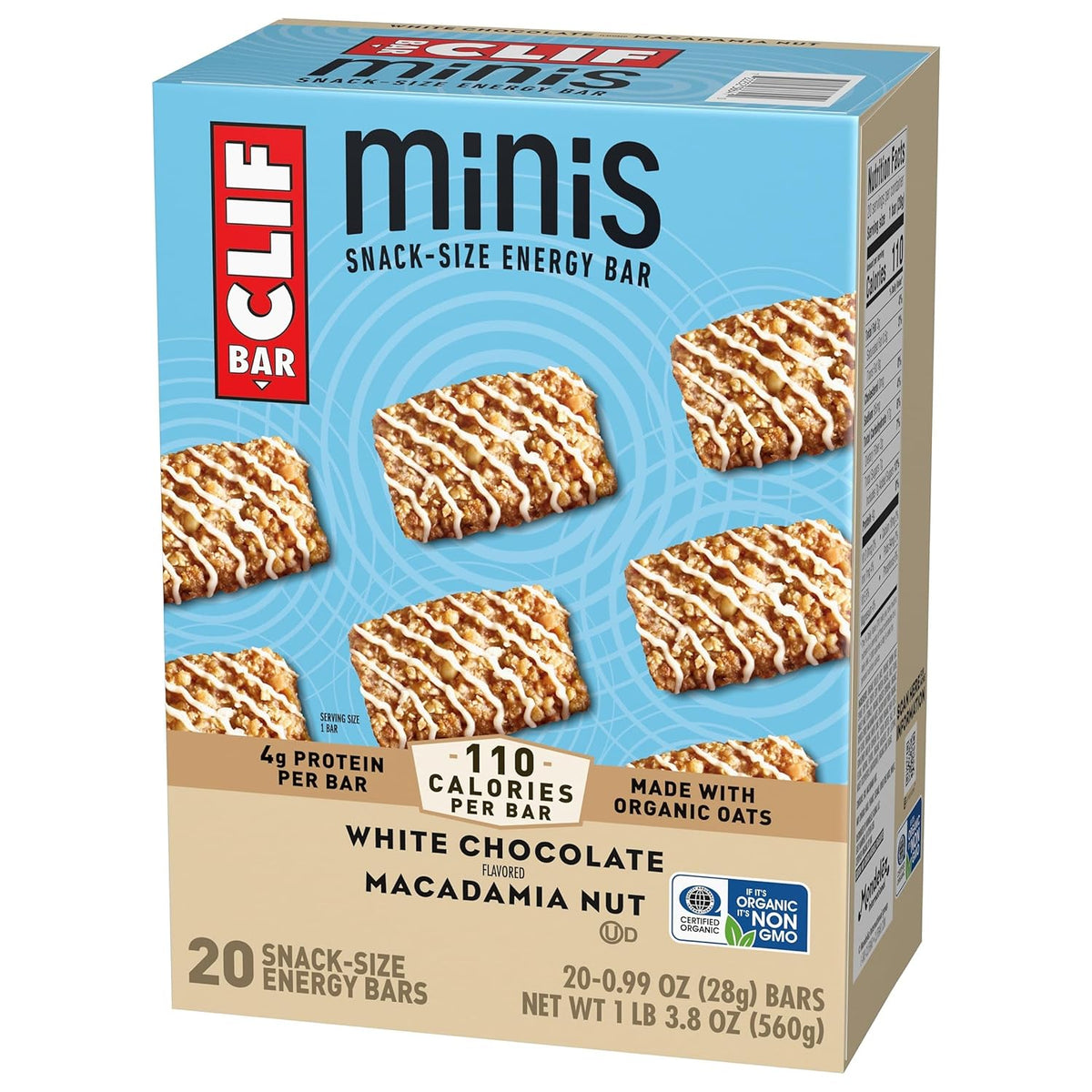 CLIF BAR Minis White Chocolate Macadamia Nut Organic Snack Bars for Family Day Hikes and Weekend Adventures