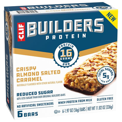 CLIF BUILDERS 16g Protein Bar - Lightweight Peanut Butter Chocolate Snack for Long Outdoor Outings and Adventure Packs