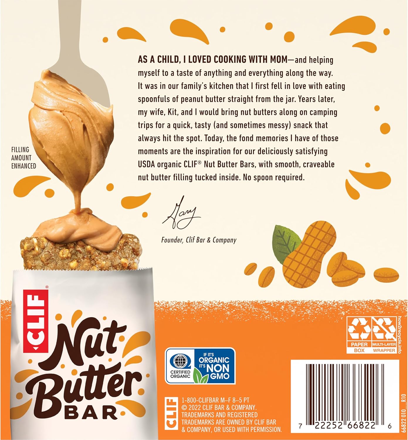 CLIF Nut Butter Bar Peanut Butter – Lightweight Fuel for Camping Trips, 5-Pack
