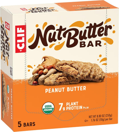 CLIF Nut Butter Bar Peanut Butter – Lightweight Fuel for Camping Trips, 5-Pack