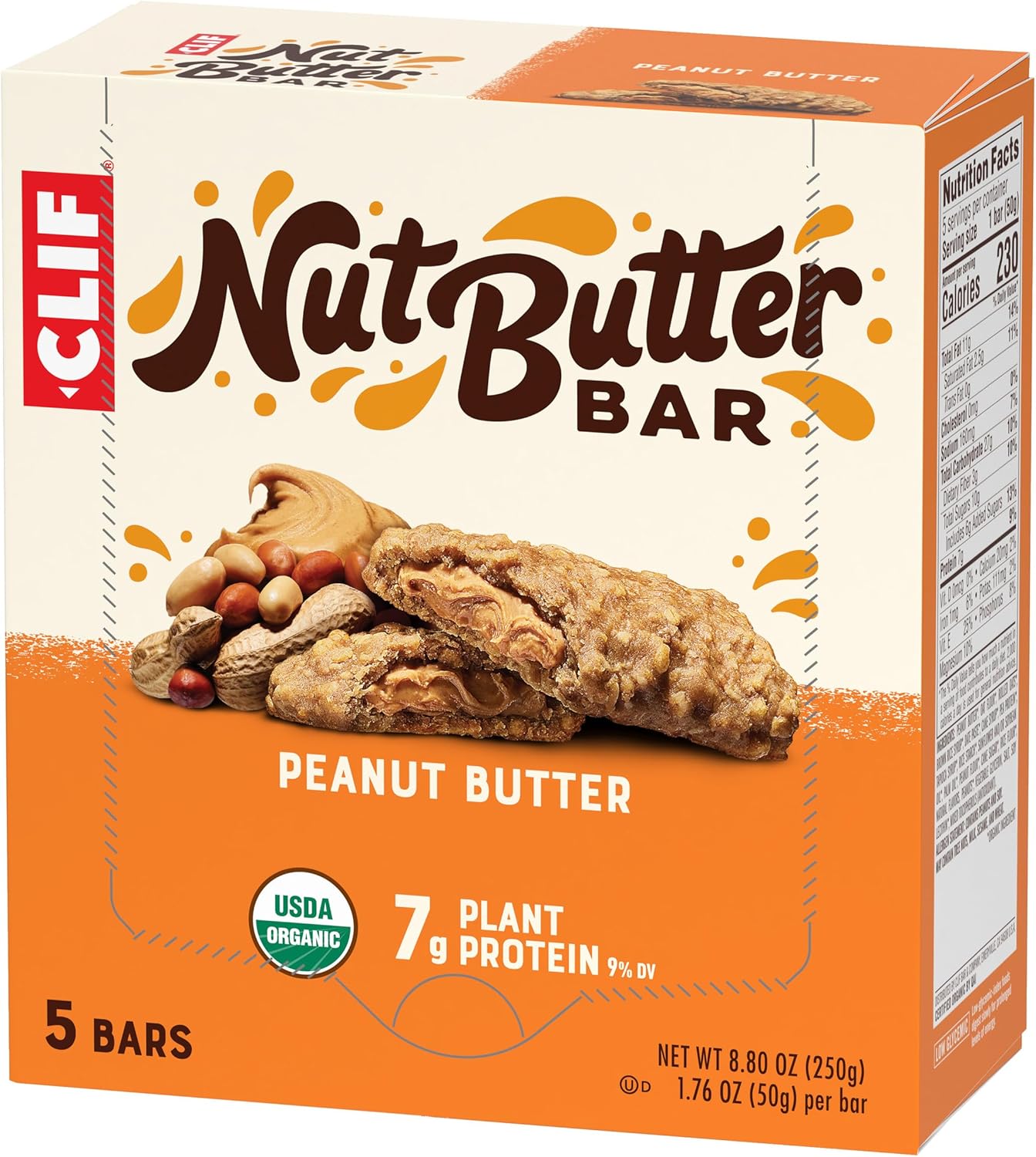 CLIF Nut Butter Bar Peanut Butter – Lightweight Fuel for Camping Trips, 5-Pack