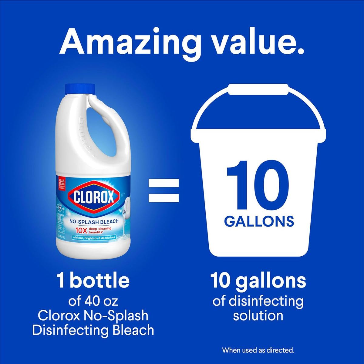 Clorox No Splash Bleach 40 fl oz – Tough Stain Cleaner for Kids Whites and High Touch Family Surfaces