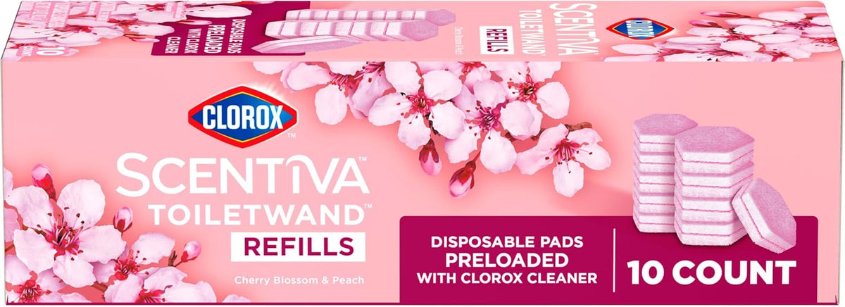 Clorox Scentiva ToiletWand Refills – Premium Floral-Fruity Aroma for High-End Primary Suite Toilet Care, 10 Disposable Pads