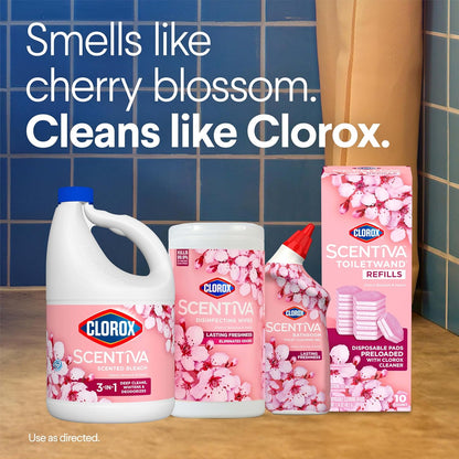 Clorox Scentiva ToiletWand Refills – Premium Floral-Fruity Aroma for High-End Primary Suite Toilet Care, 10 Disposable Pads