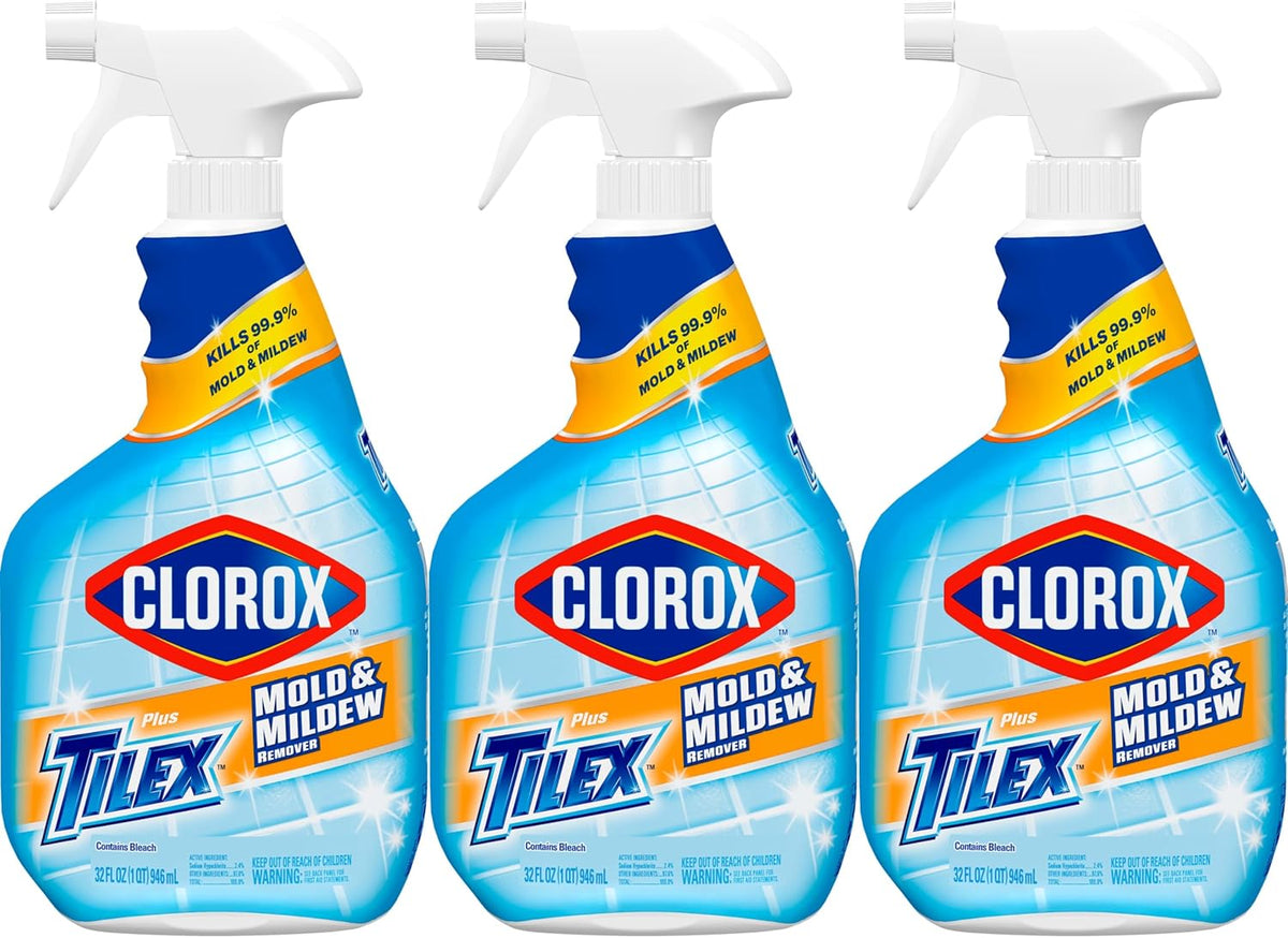 Clorox Tilex Mold and Mildew Remover – Backyard Pool Tile and Deck Spray Cleaner, Bulk Pack of 3