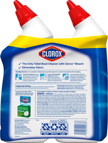 Clorox Toilet Bowl Cleaner Bleach Rain Clean, Non-Abrasive Germ-Killing Gel for Safe Everyday Bathroom Use