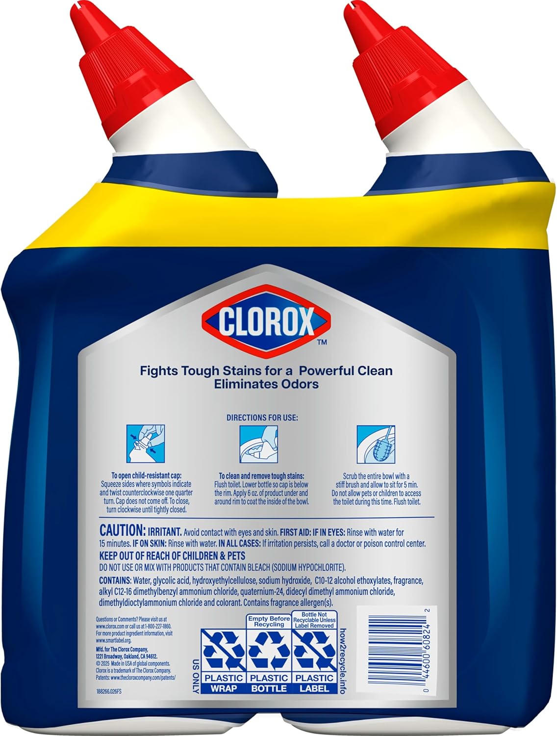 Clorox Toilet Bowl Cleaner No-Scrub Gel for Intentional Bathrooms, Less-Effort Hard Water Removal