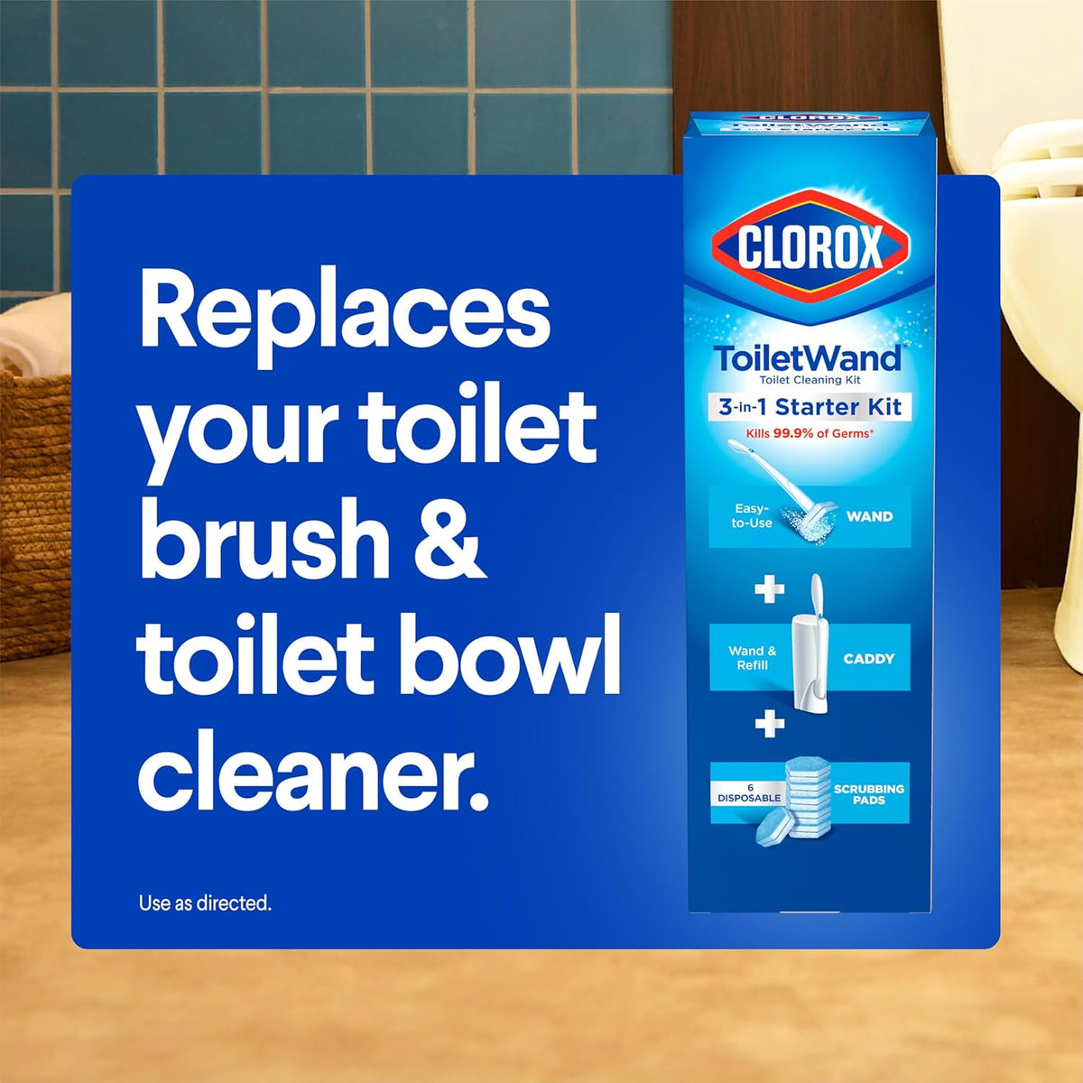 Clorox ToiletWand Disposable Cleaning System – Mindful Nightly Bathroom Reset with No-Touch Scrubbing Pads