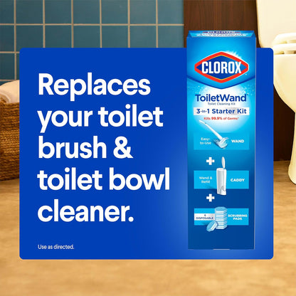 Clorox ToiletWand Disposable Cleaning System – Mindful Nightly Bathroom Reset with No-Touch Scrubbing Pads