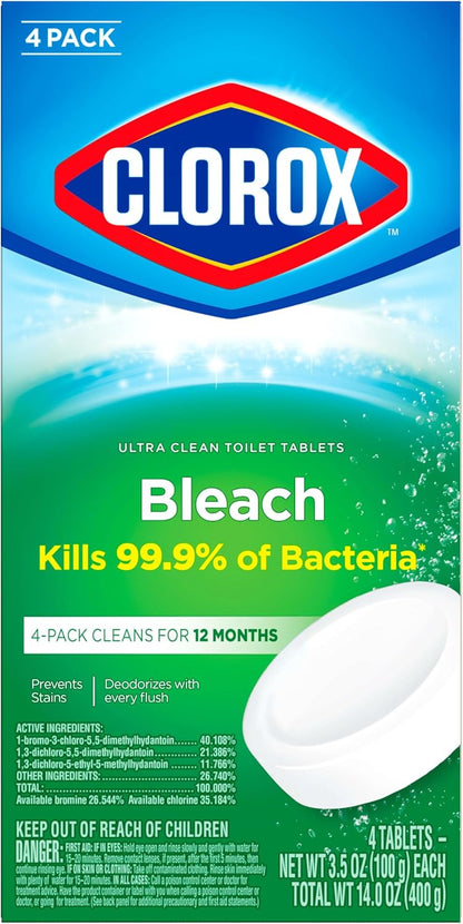 Clorox Ultra Clean Toilet Tablets Bleach – Effortless Cleaning Solution for Intentional Renter Bathrooms, Set-and-Forget Formula