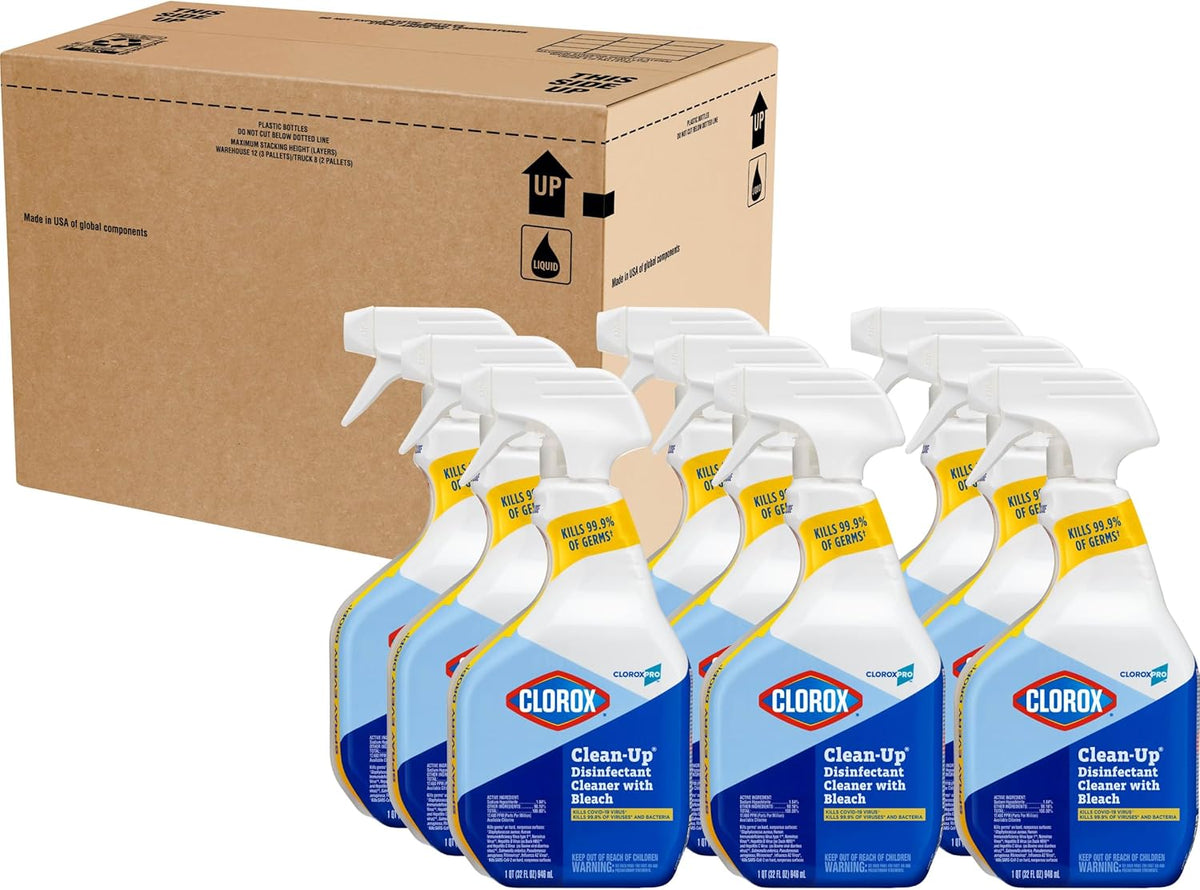 CloroxPro Disinfectant Cleaner Bleach Spray – Nursery and Playroom Hard-Surface Spray for Childcare Centers, No Rinse Required Formula, Pack of 9 at 32 Ounces Each