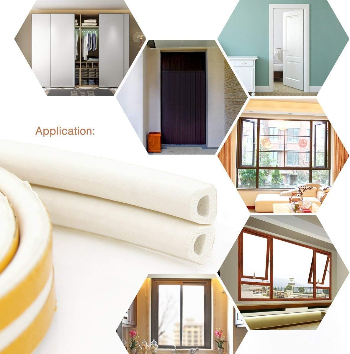 CloudBuyer Weather Stripping for Patio Door Frames, 33Ft White D-Shape Window Seal for Outdoor-Adjacent Living Spaces