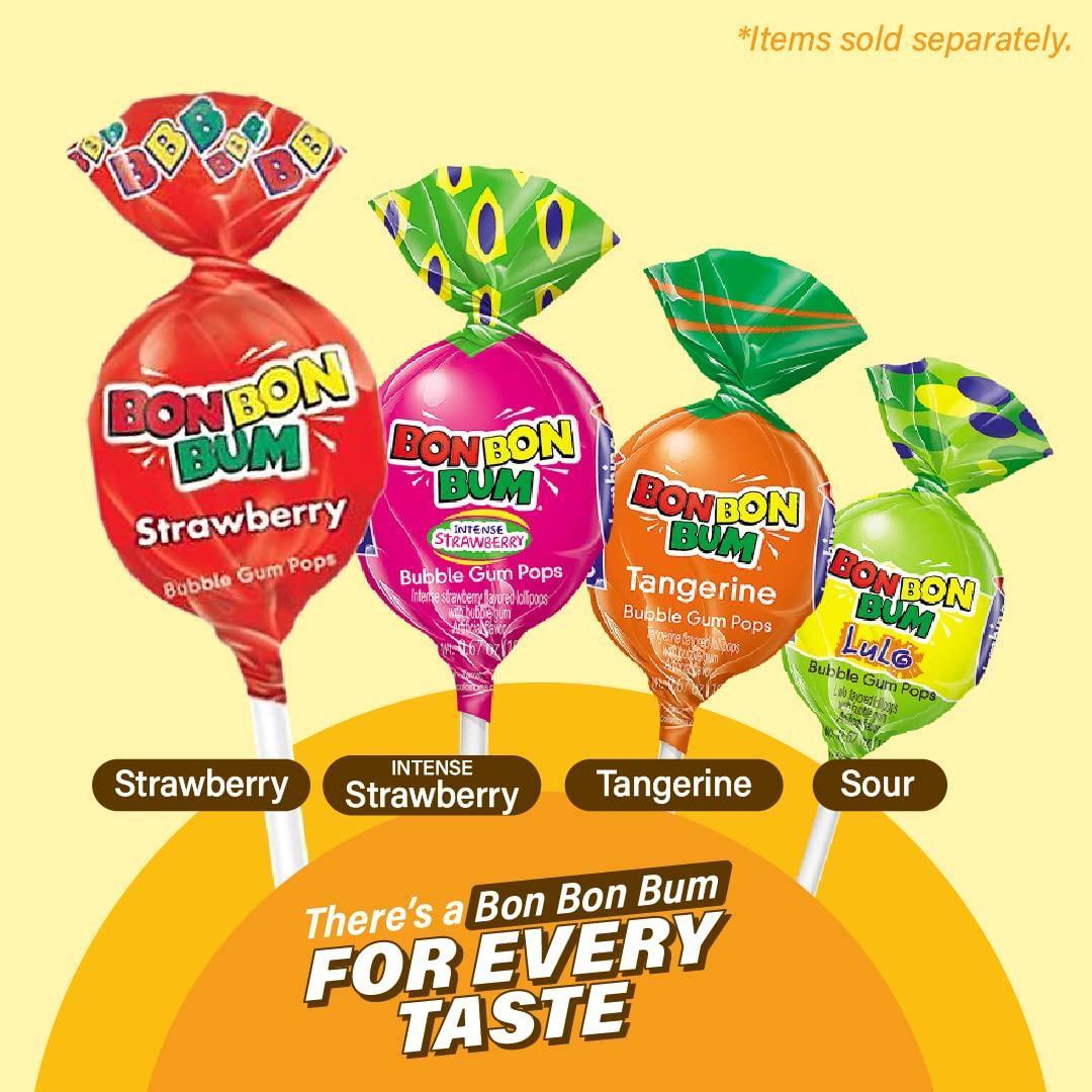 Colombina Bon Bon Bum Lollipops – Tropical Hard Candy with Chewy Gum Center for Kids Lunchboxes and After-School Snacks