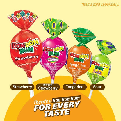 Colombina Bon Bon Bum Lollipops – Tropical Hard Candy with Chewy Gum Center for Kids Lunchboxes and After-School Snacks