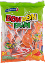 Colombina Bon Bon Bum Mango Lollipops – Individually Wrapped Travel Snacks for Road Trips and Picnic Bags