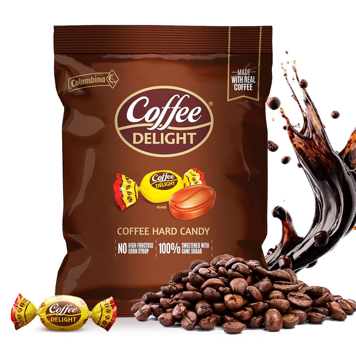 Colombina Coffee Delight Hard Candy – Low Calorie Lunchbox and Travel Bag Snack for Calorie Conscious Eaters, 100 Count