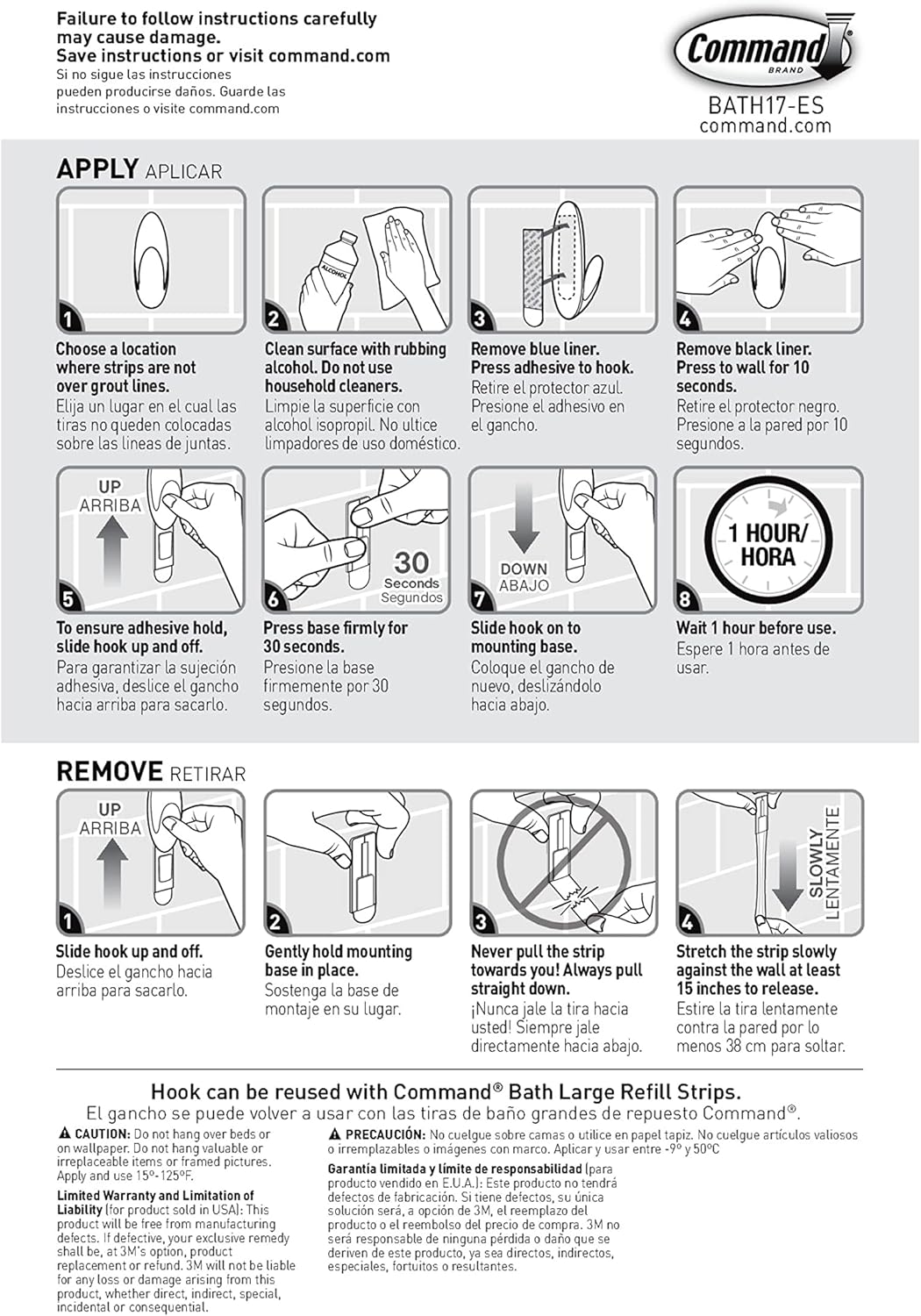 Command Bath Large Towel Hook Value Pack – Simple Towel Hanger for Neutral, Uncluttered Bathroom Design