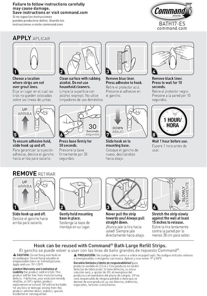 Command Bath Large Towel Hook Value Pack – Simple Towel Hanger for Neutral, Uncluttered Bathroom Design