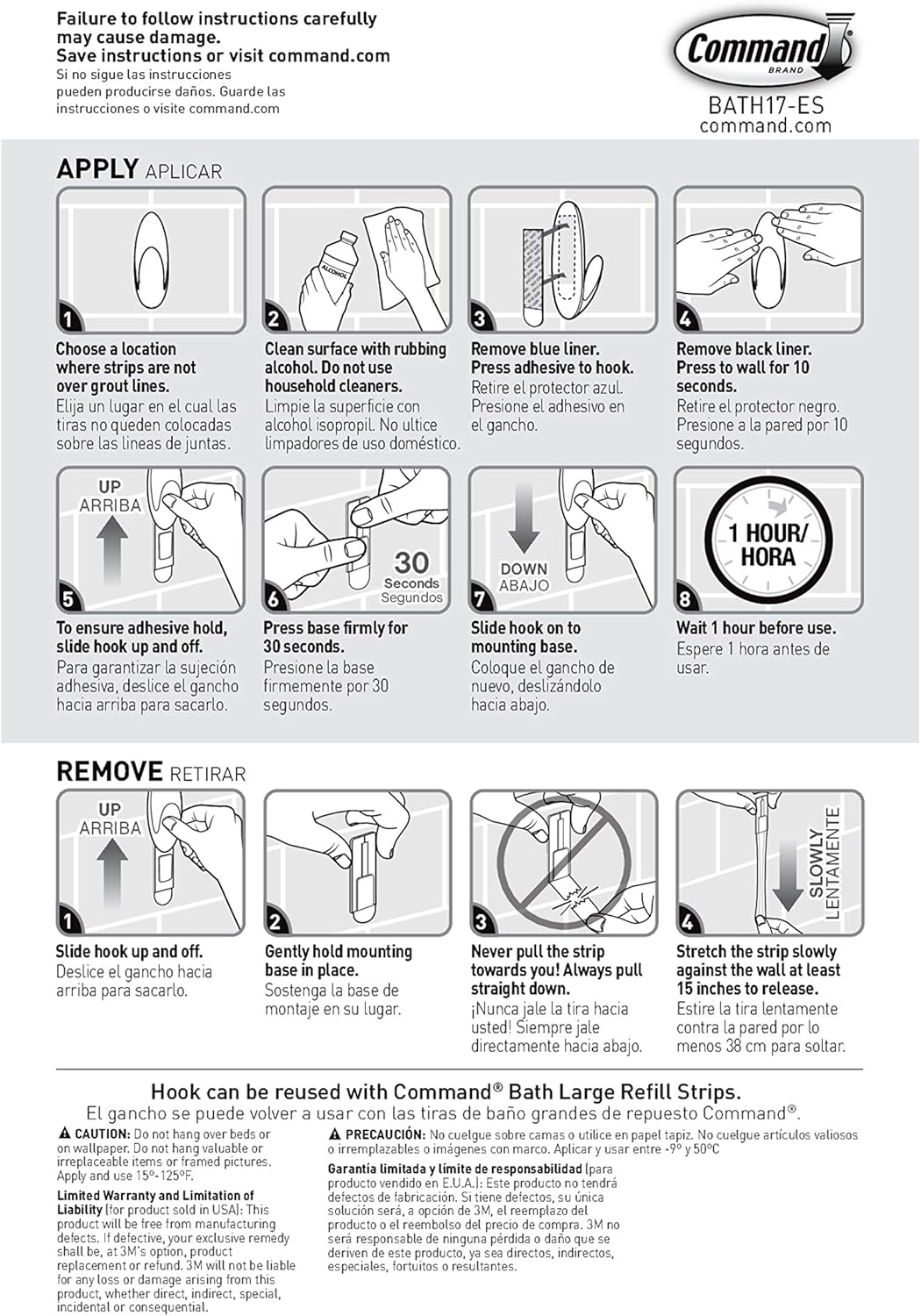Command Bath Large Towel Hook Value Pack – Simple Towel Hanger for Neutral, Uncluttered Bathroom Design