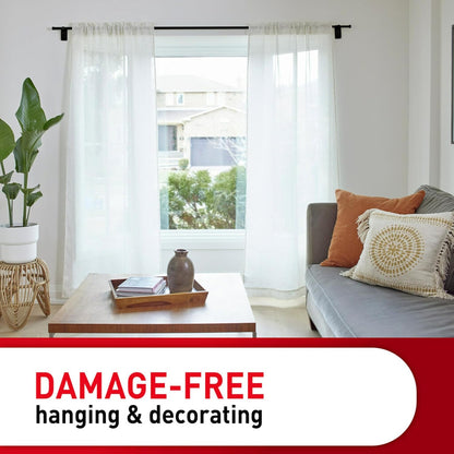 Command Curtain Rod Hooks in Satin Nickel for Apartment Bedroom Design, Tool-Free Drapery Hardware for Stylish Homes