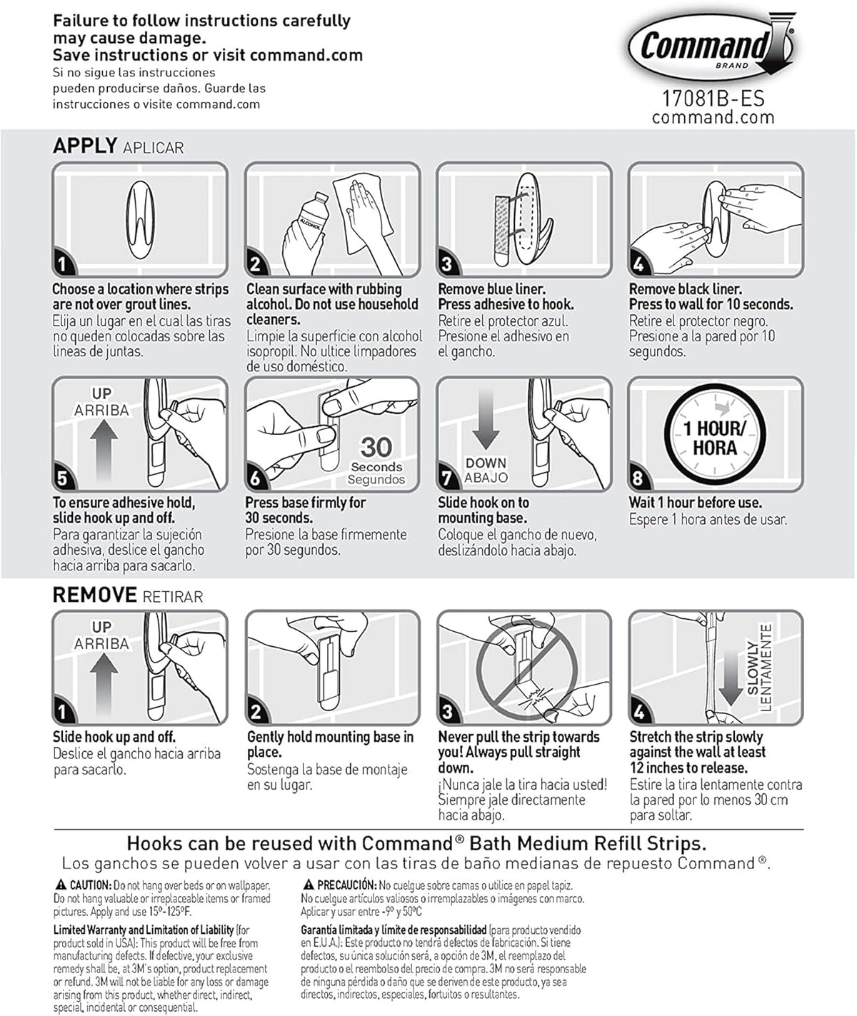 Command Designer Bath Hooks, Medium, White – Practical Birthday Gift for Mom Who Loves an Organized, Clutter-Free Bathroom